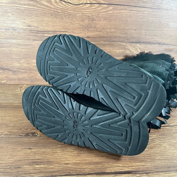 UGG Bailey Bow Tall Black Suede Winter Boots Shoes Women’s Size 8 - Picture 7 of 10